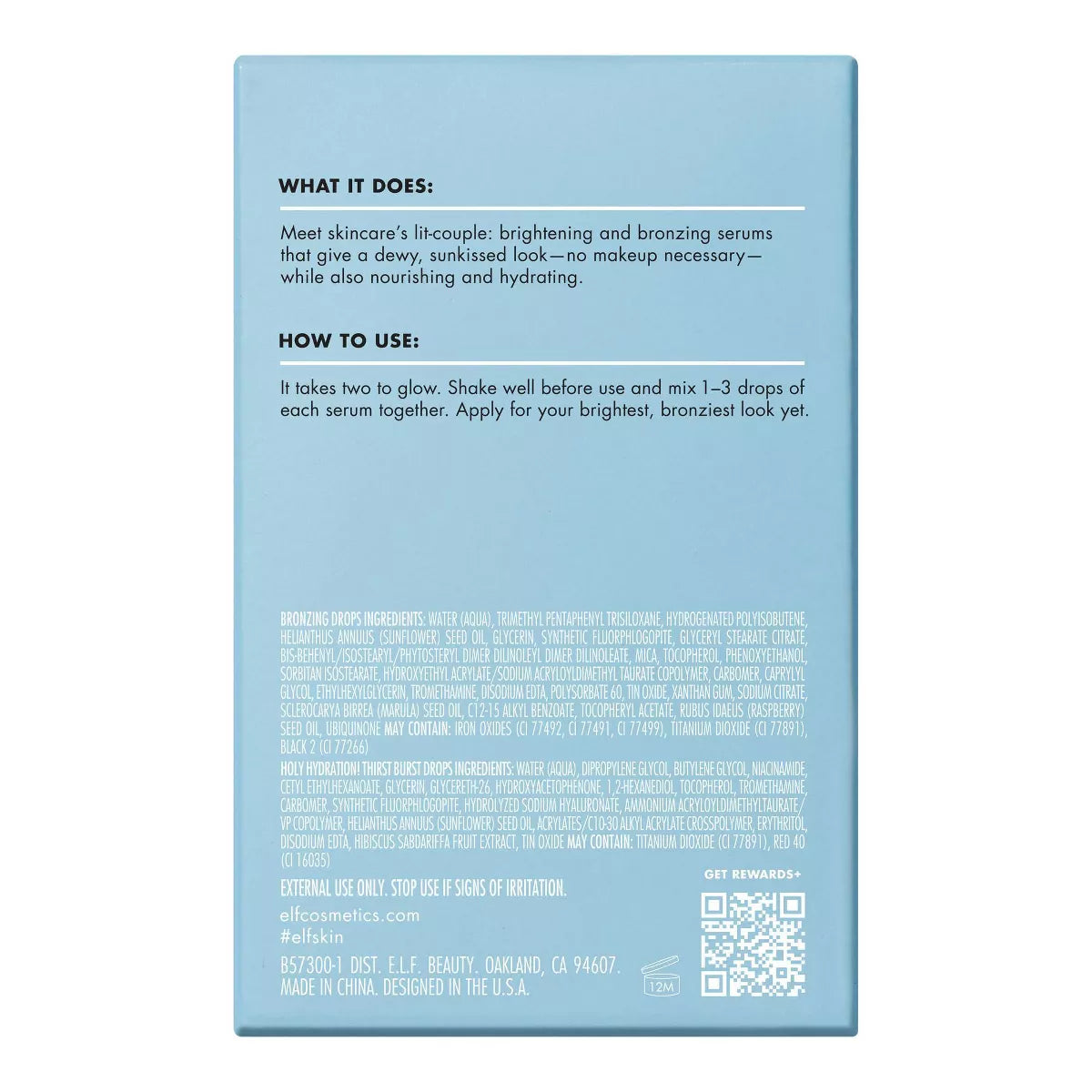E.L.F. SKIN the Hottest Drops Duo - Bronzing Drops & Holy Hydration! Thirst Burst Drops Mini Duo - 2Ct/0.33 Fl Oz