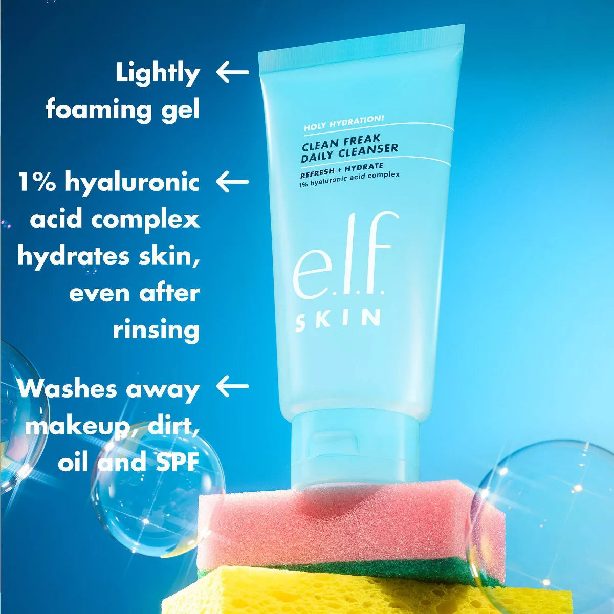 E.L.F. SKIN Holy Hydration! Clean Freak Daily Cleanser - 5.5Oz: Paraben-Free, Vegan, for Normal to Oily Skin