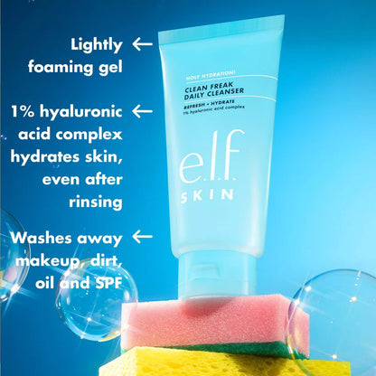 E.L.F. SKIN Holy Hydration! Clean Freak Daily Cleanser - 5.5Oz: Paraben-Free, Vegan, for Normal to Oily Skin