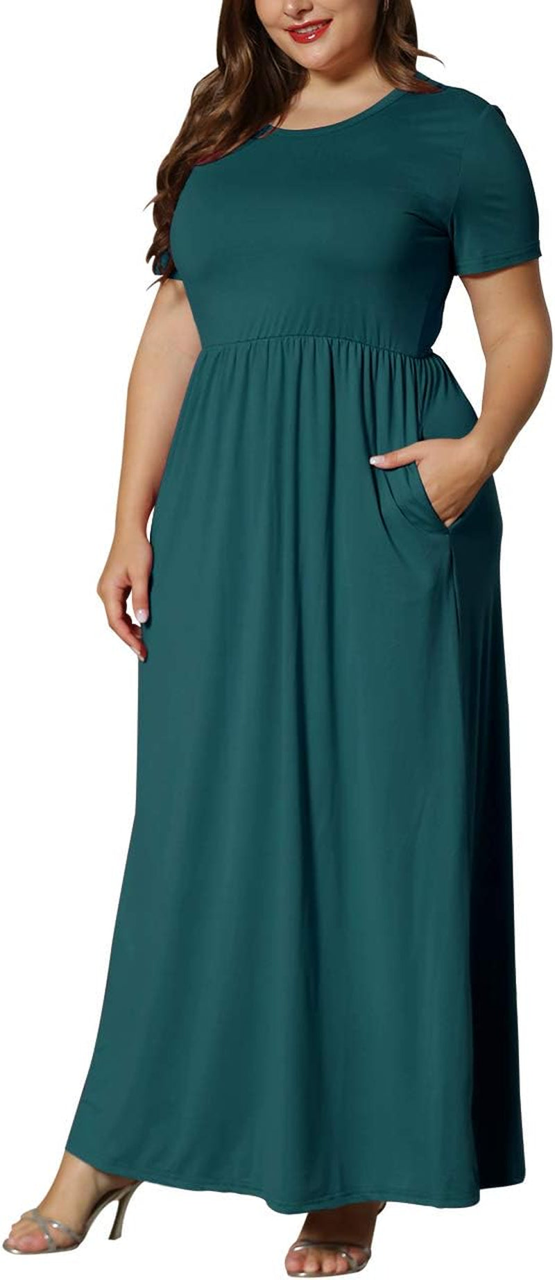 Women’S plus Size Maxi Dresses for Curvy Women Summer Casual Short Sleeve 2026 Long Dress 14W-26W