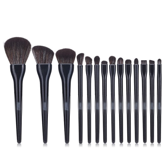 14-Piece Professional Black Makeup Brush Set for Foundation, Powder, and Eyeshadow - Soft Cosmetic Tools Kit