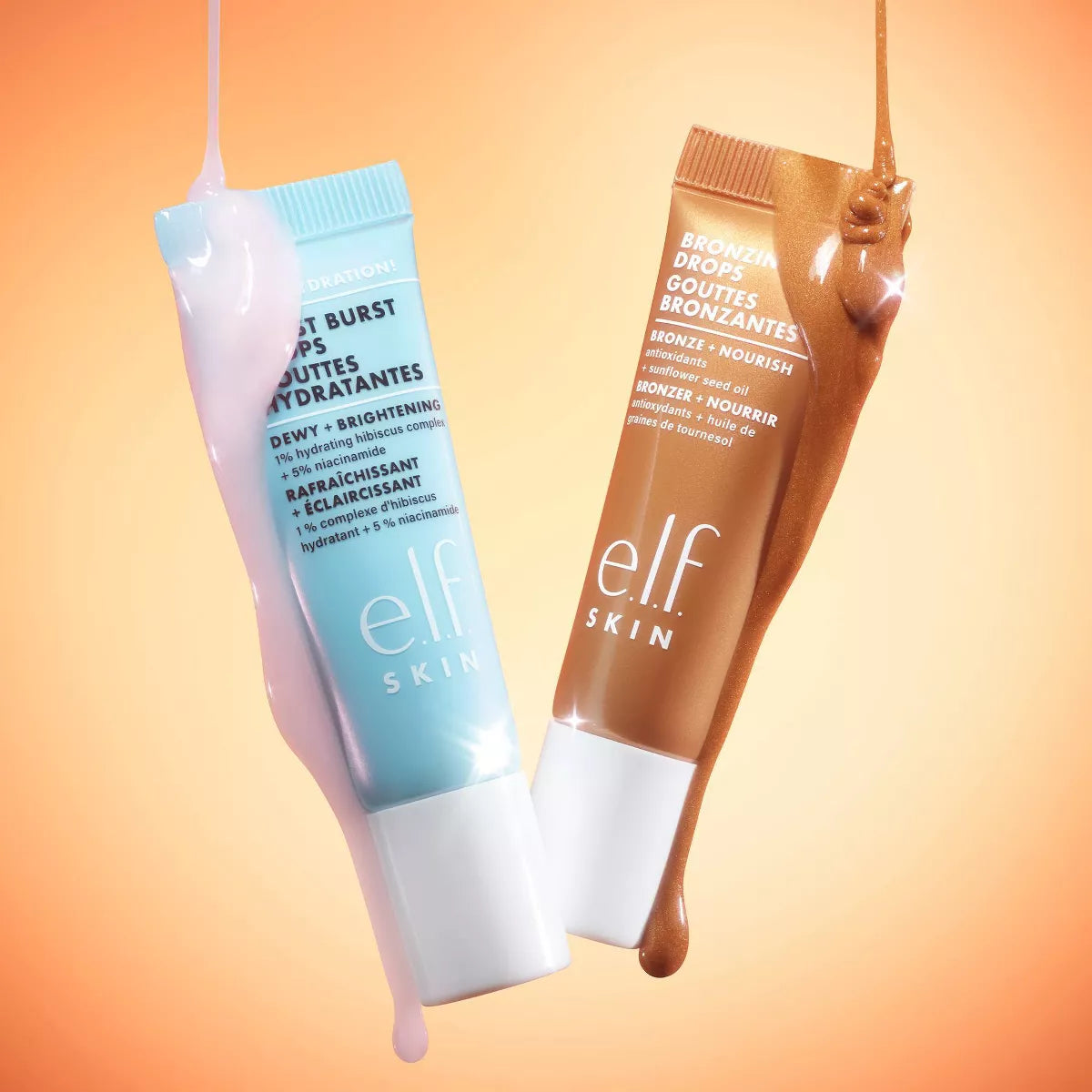 E.L.F. SKIN the Hottest Drops Duo - Bronzing Drops & Holy Hydration! Thirst Burst Drops Mini Duo - 2Ct/0.33 Fl Oz