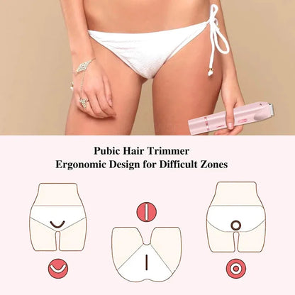 Dual Head Electric Hair Trimmer for Women - Rechargeable Wet/Dry Painless Shaver for Body and Sensitive Areas