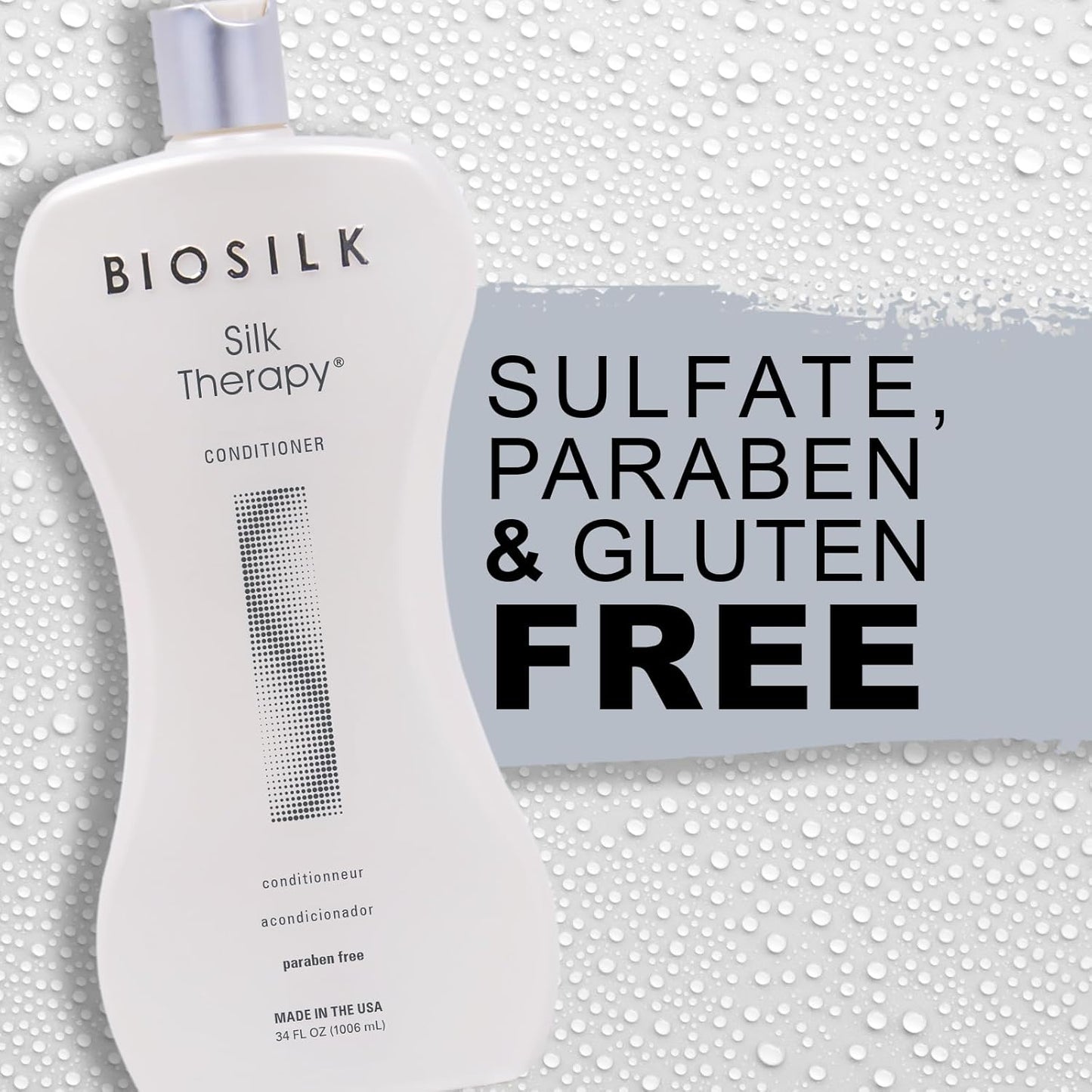 Silk Therapy Conditioner, Moisturizes & Conditions Hair for Incredible Shine, Detangles & Provides Heat Protection, Sulfate-Free, Paraben-Free, Cruelty-Free, 34 Oz
