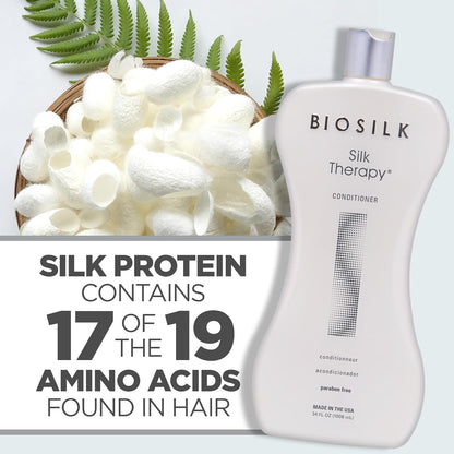 Silk Therapy Conditioner, Moisturizes & Conditions Hair for Incredible Shine, Detangles & Provides Heat Protection, Sulfate-Free, Paraben-Free, Cruelty-Free, 34 Oz