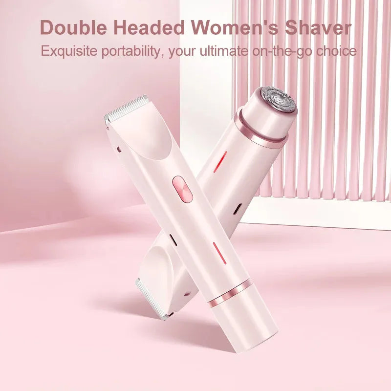 Dual Head Electric Hair Trimmer for Women - Rechargeable Wet/Dry Painless Shaver for Body and Sensitive Areas