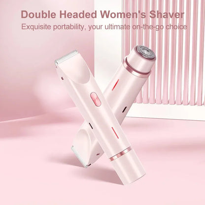 Dual Head Electric Hair Trimmer for Women - Rechargeable Wet/Dry Painless Shaver for Body and Sensitive Areas