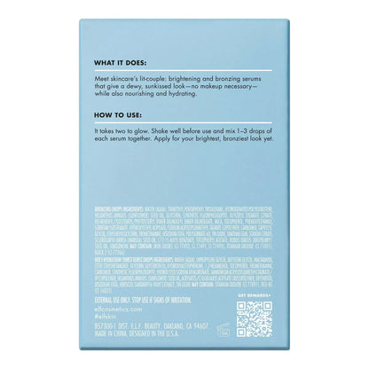 E.L.F. SKIN the Hottest Drops Duo - Bronzing Drops & Holy Hydration! Thirst Burst Drops Mini Duo - 2Ct/0.33 Fl Oz