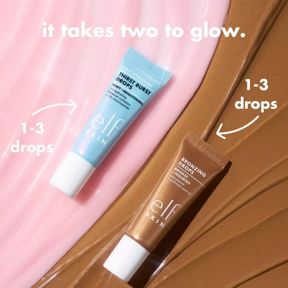 E.L.F. SKIN the Hottest Drops Duo - Bronzing Drops & Holy Hydration! Thirst Burst Drops Mini Duo - 2Ct/0.33 Fl Oz