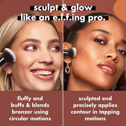E.L.F. Liquid Bronzer & Contour Duo Makeup Brush: Nylon Bristles, Multi-Use, Travel Size
