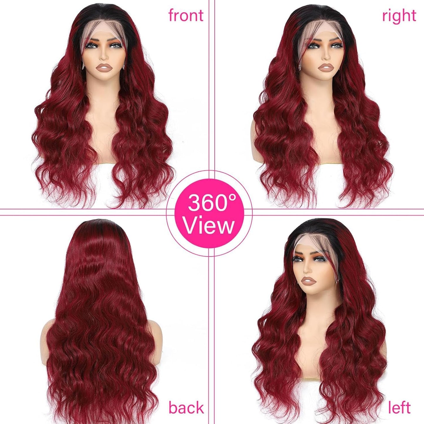 Human Hair Wig 5X5 Omber Burgundy 99J Body Wave Lace Front Wigs Human Hair Burgundy Human Hair Wig 200% Density