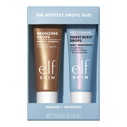 E.L.F. SKIN the Hottest Drops Duo - Bronzing Drops & Holy Hydration! Thirst Burst Drops Mini Duo - 2Ct/0.33 Fl Oz
