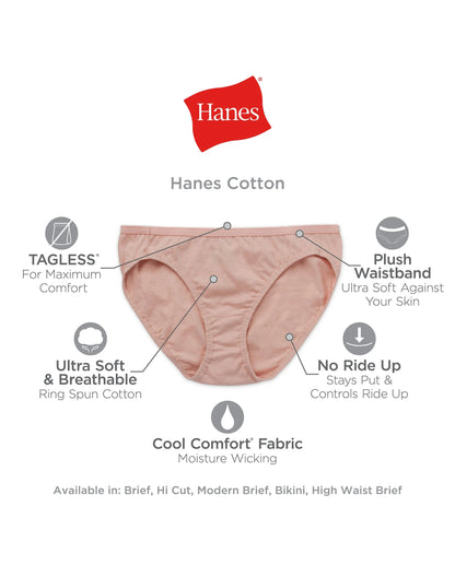 Women'S Cotton Bikini Underwear, Cool Comfort, 10-Pack Assorted 8