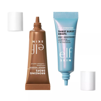 E.L.F. SKIN the Hottest Drops Duo - Bronzing Drops & Holy Hydration! Thirst Burst Drops Mini Duo - 2Ct/0.33 Fl Oz