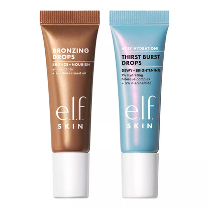 E.L.F. SKIN the Hottest Drops Duo - Bronzing Drops & Holy Hydration! Thirst Burst Drops Mini Duo - 2Ct/0.33 Fl Oz