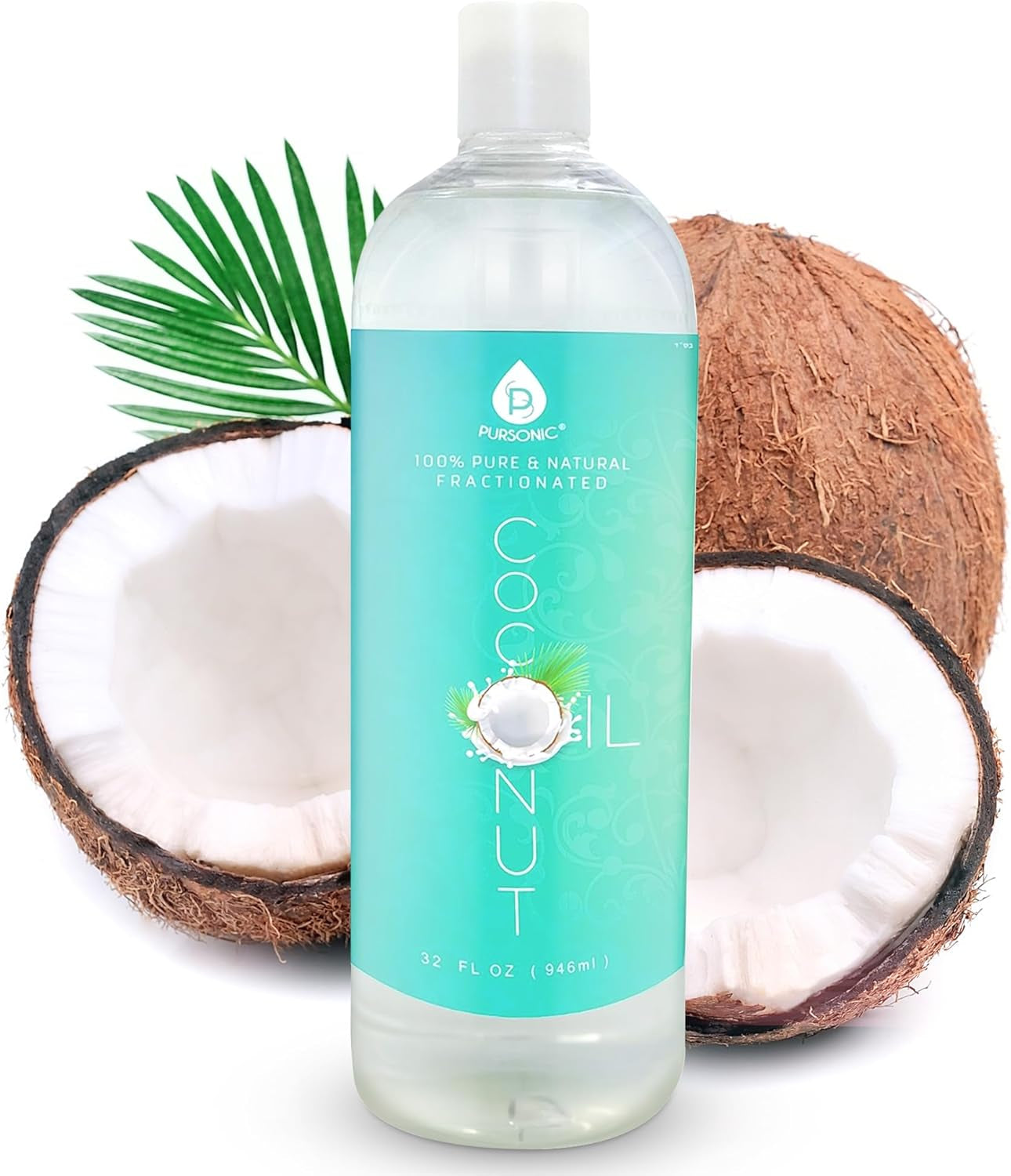 Pure Unscented Fractionated Coconut Oil - 32 Oz Multipurpose Oil for Skin, Hair, Body Massage & Makeup Removal - Carrier Oil for Essential Oils and Aromatherapy